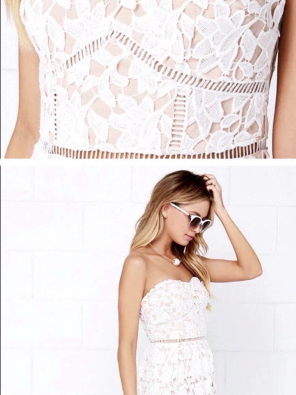 NWT Lulus Pinnacle & Prestige Ivory Lace Strapless Midi Dress - Size large - Picture 12 of 12